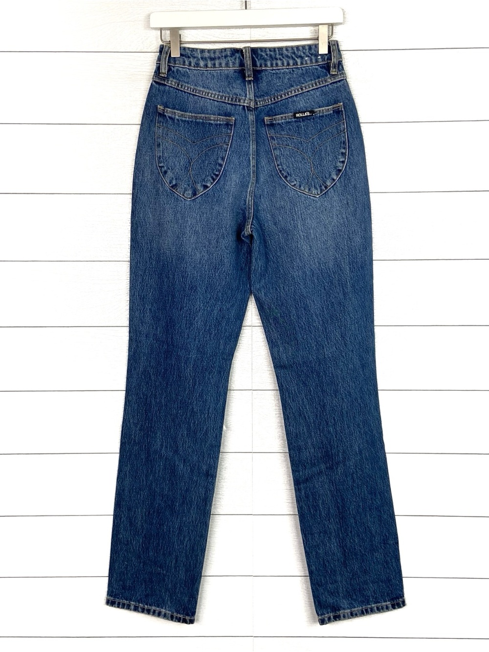 Rollas Classic Straight High Rise Regular 26 Denim Jean Ripped Knee Button Fly - Picture 2 of 8
